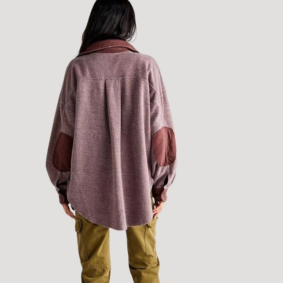 FREE PEOPLE Ruby Shacket M Oversized Shirt Jacket Distressed Date Night Buttons - Picture 4 of 12